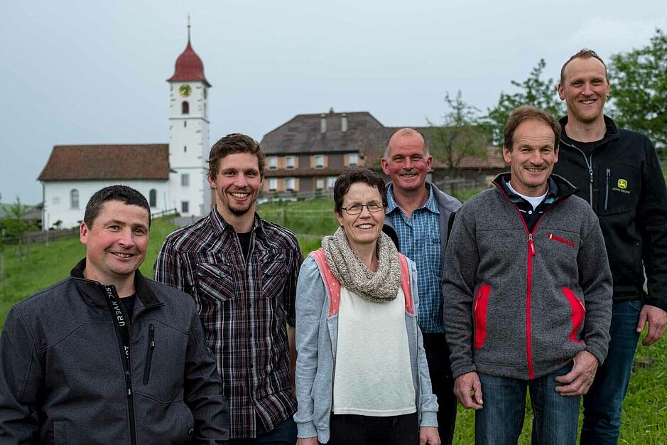 Der Vorstand der Kapellengenossenschaft Krumbach mit (von links) Bruno Koch, Daniel Muff, Silvia Furrer, Hanspeter Wyss, Hans Holzmann (Präsident) und Stefan Arnold. 